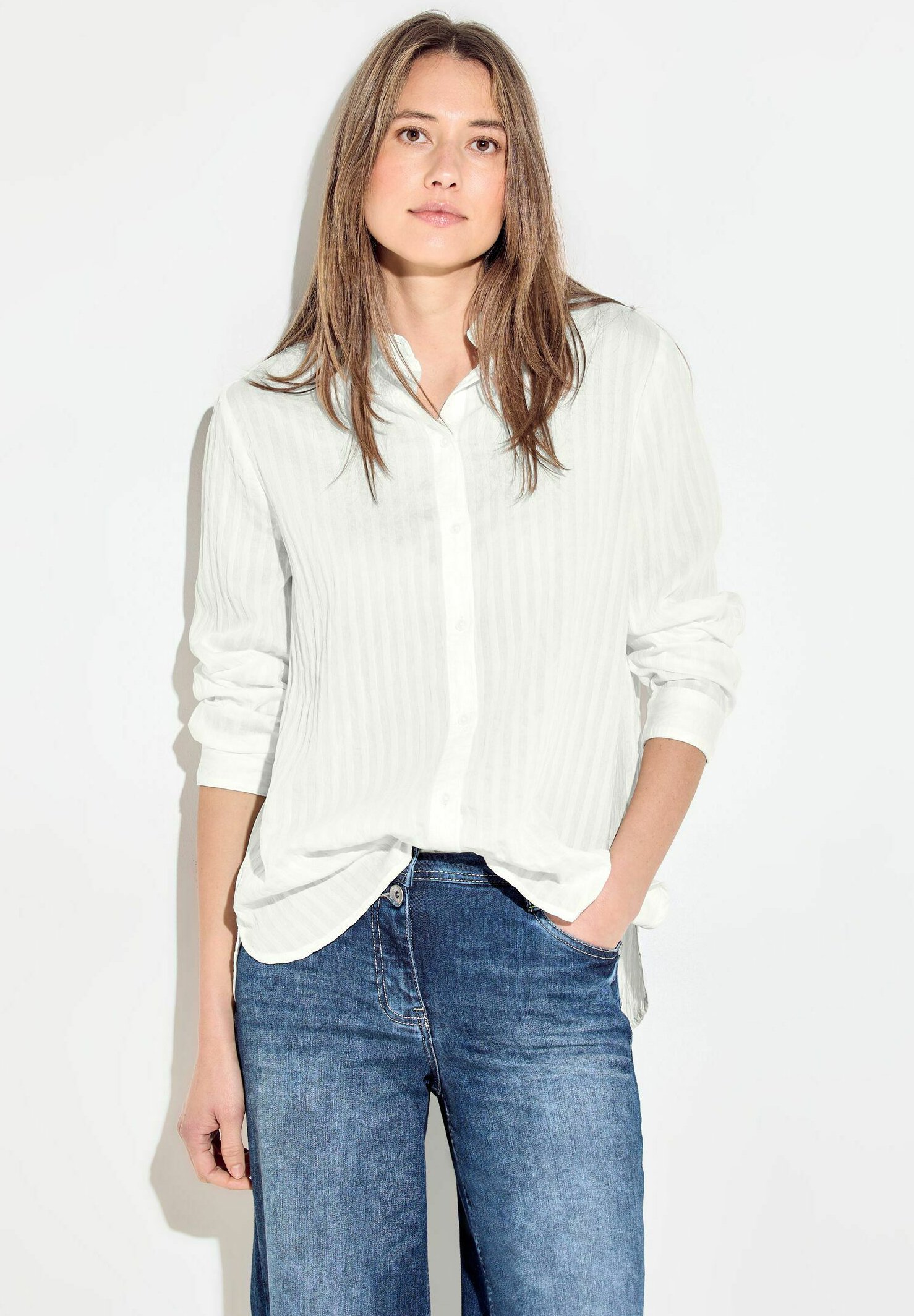Chemisier Structuré Femme Cecil - Col Chemise, Manches Longues, Poches - 9