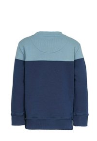 Blå och ljusblå färgblockerad sweatshirt med rundad halsringning, långa ärmar och ribbade manschetter och nederkant. Mjuk sweatshirttyg.