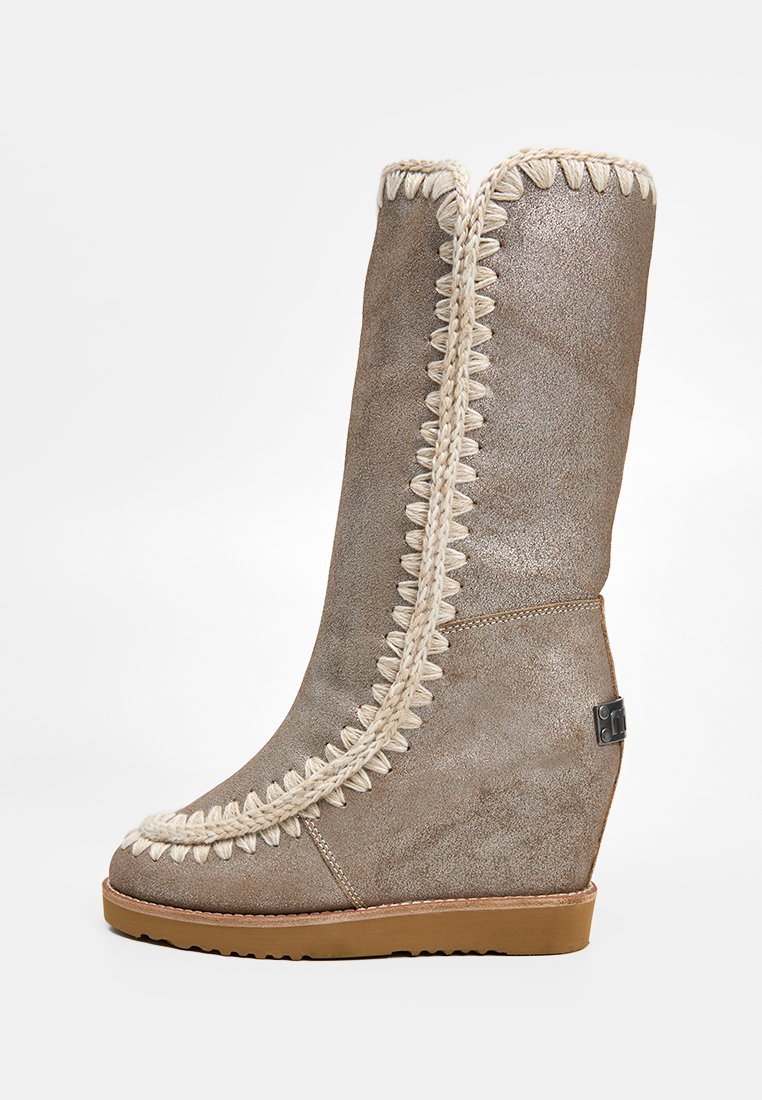 Mou Laarzen met sleehak graniet