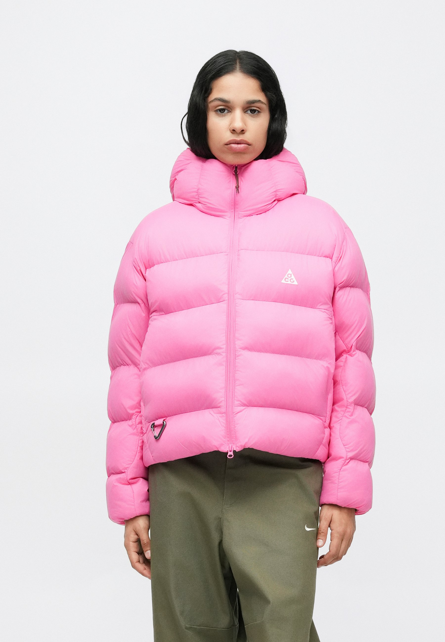 nike logo parka jacket in pink
