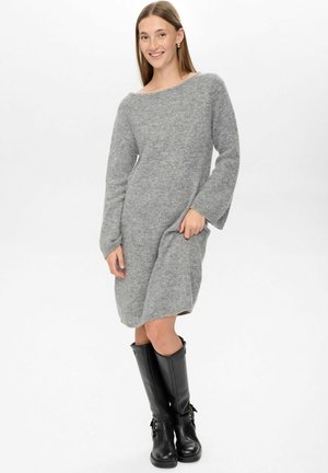 RIETTE - Svetríkové šaty - medium grey mel