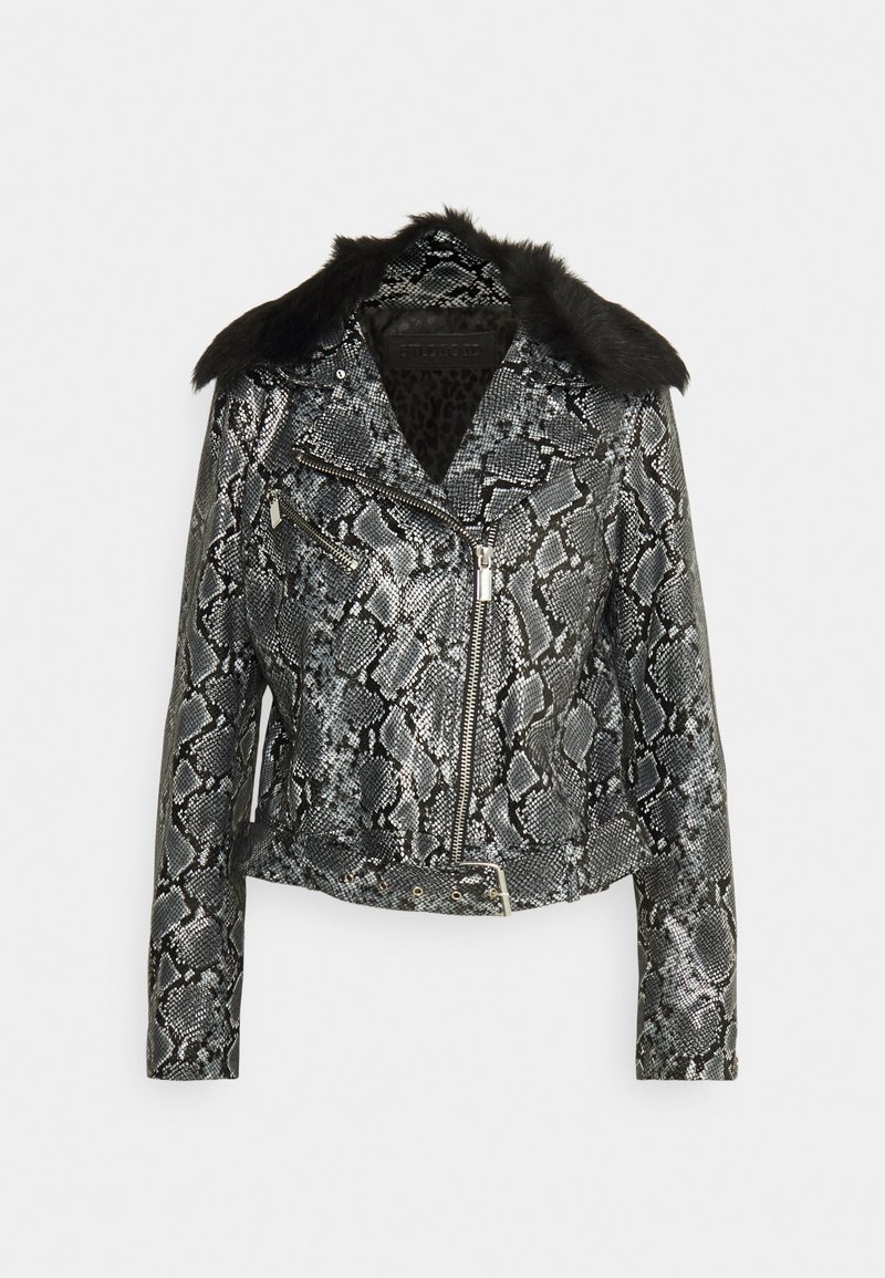 STUDIO ID Leren jas zilverkleurig