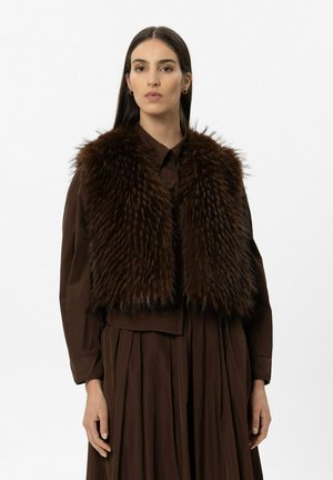 Luisa Cerano, LUISA CERANO BOHO-WESTE IN FELL-OPTIK - Waistcoat - marone
