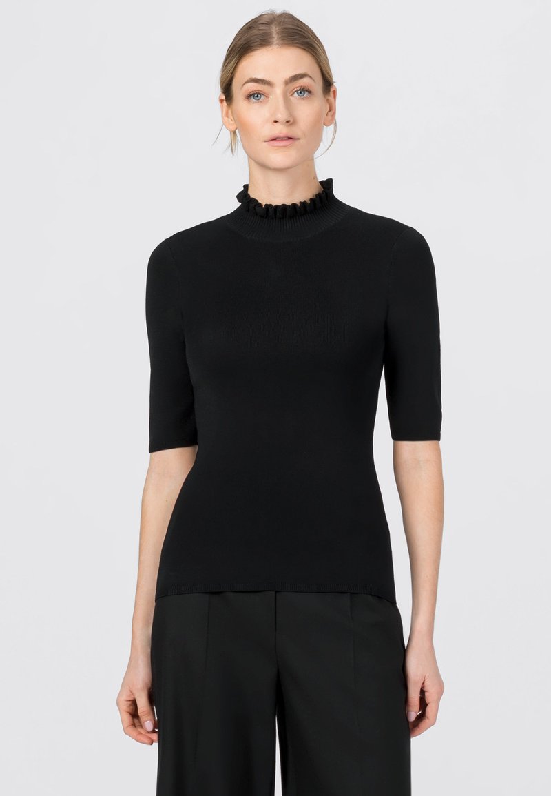 Damen T-Shirts | HALLHUBER MIT RÜSCHENKRAGEN T-Shirt print schwarz - PG20478 Damen T-Shirts | HALLHUBER MIT RÜSCHENKRAGEN T-Shirt print schwarz - PG20478