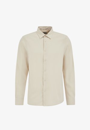 Heledbeez pikkade varrukatega särk, millel on nööpidega esitasku, terav krae ja sile kangas. Sobib hästi kehakuju järgi, ümar hem.