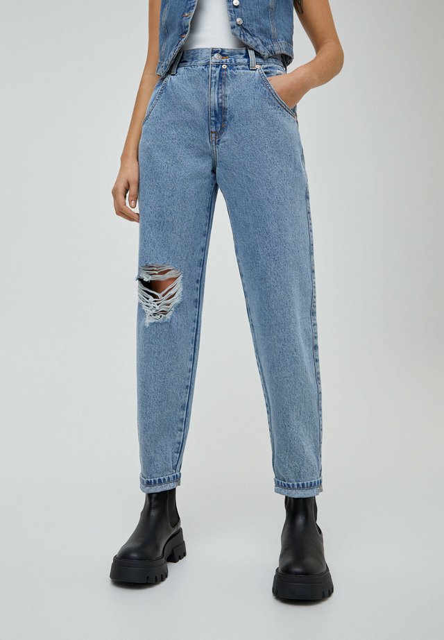 Jeans Straight Leg - mottled dark blue