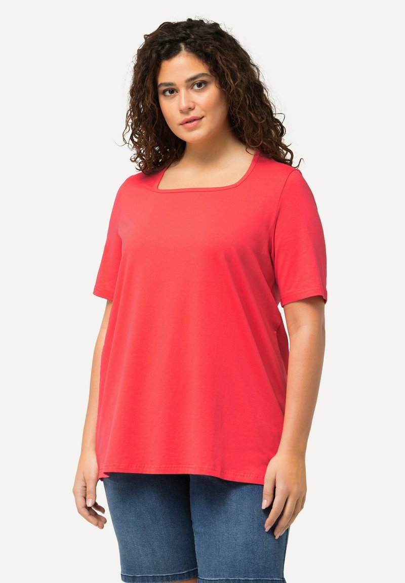Ulla Popken CARREE-AUSSCHNITT - T-shirt basic - dark coral