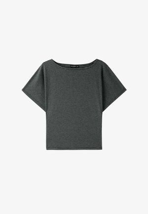 Stradivarius, STRIPED PRINT T-SHIRT - Tričko s potlačou - dark grey