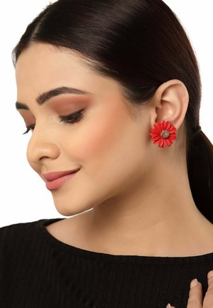 FLORAL STUDS - Earrings - red
