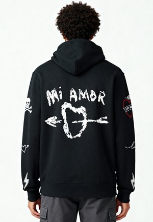 MI AMOR TATTOO EMBROIDERY OVERSIZED - Felpa con cappuccio - black