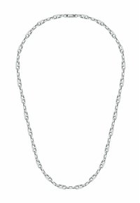 Collana in argento con maglie allungate e finitura lucida. Design uniforme in tutto, adatta per essere indossata a strati o da sola.