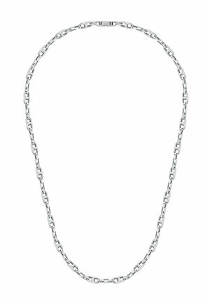 Collana in argento con maglie allungate e finitura lucida. Design uniforme in tutto, adatta per essere indossata a strati o da sola.