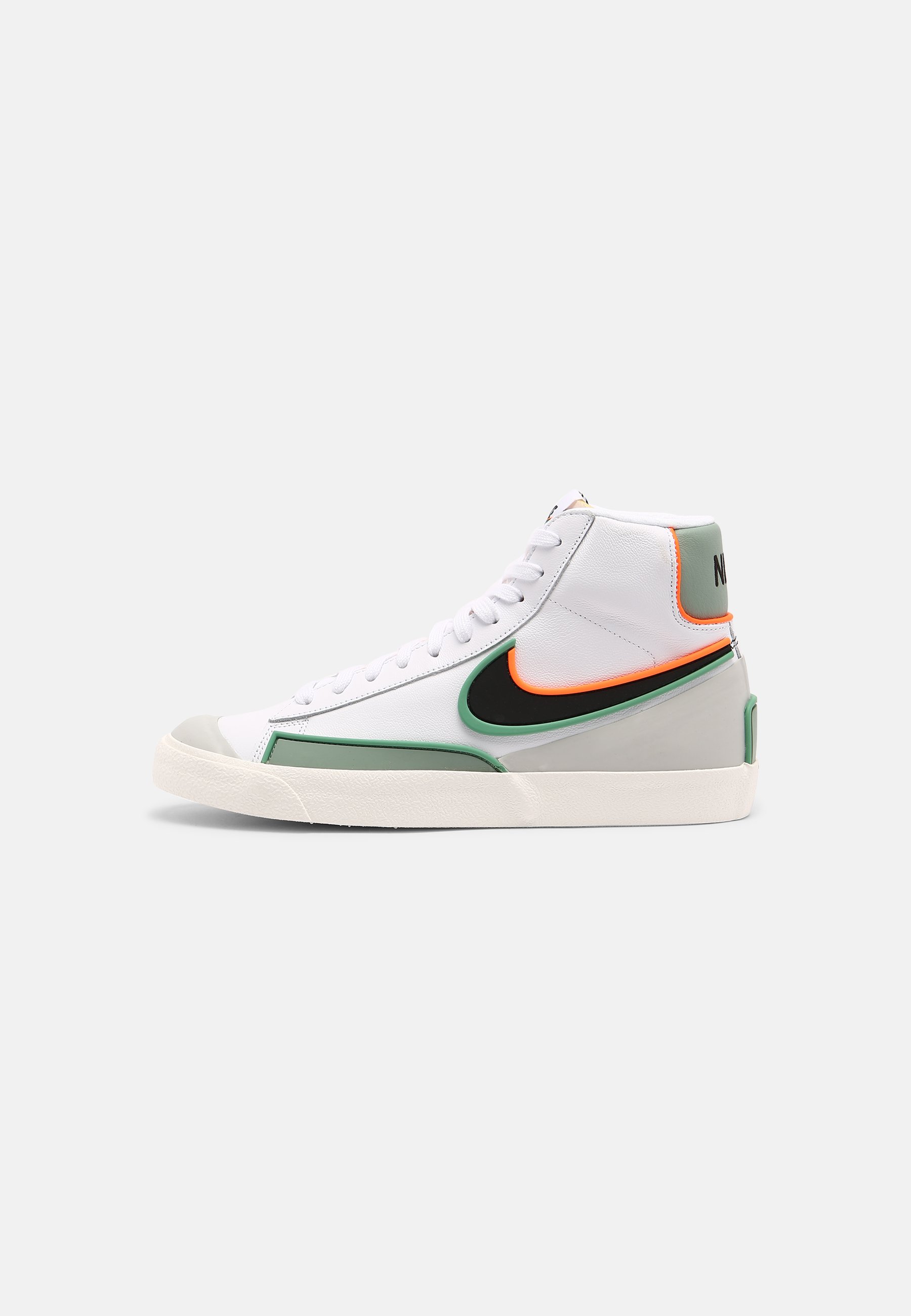 Nike Sportswear BLAZER MID '77 INFINITE - High-top trainers -  white/black/jade smoke/roma green/sail/total orange/white - Zalando.ie