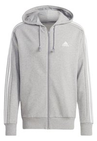 ESSENTIALS 3-STRIPES FULL-ZIP - Zip-up sweatshirt - medium grey heather   white