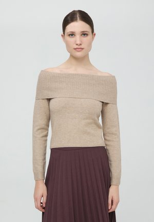 CON SCOLLO SHIFFER A UNITA - Maglione - beige chiaro melange