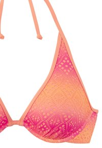 Kolmnurkne bikiinivööde ombre roosa ja virsiku värviga, tekstureeritud mustriga, õhukeste reguleeritavate rihmadega ning sans seam ääristusega.