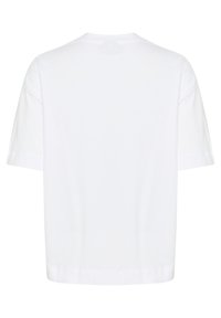Witte korte mouwen t-shirt met een ronde hals. Gemaakt van zachte katoen, heeft een relaxte pasvorm en een rechte zoom bij de taille.