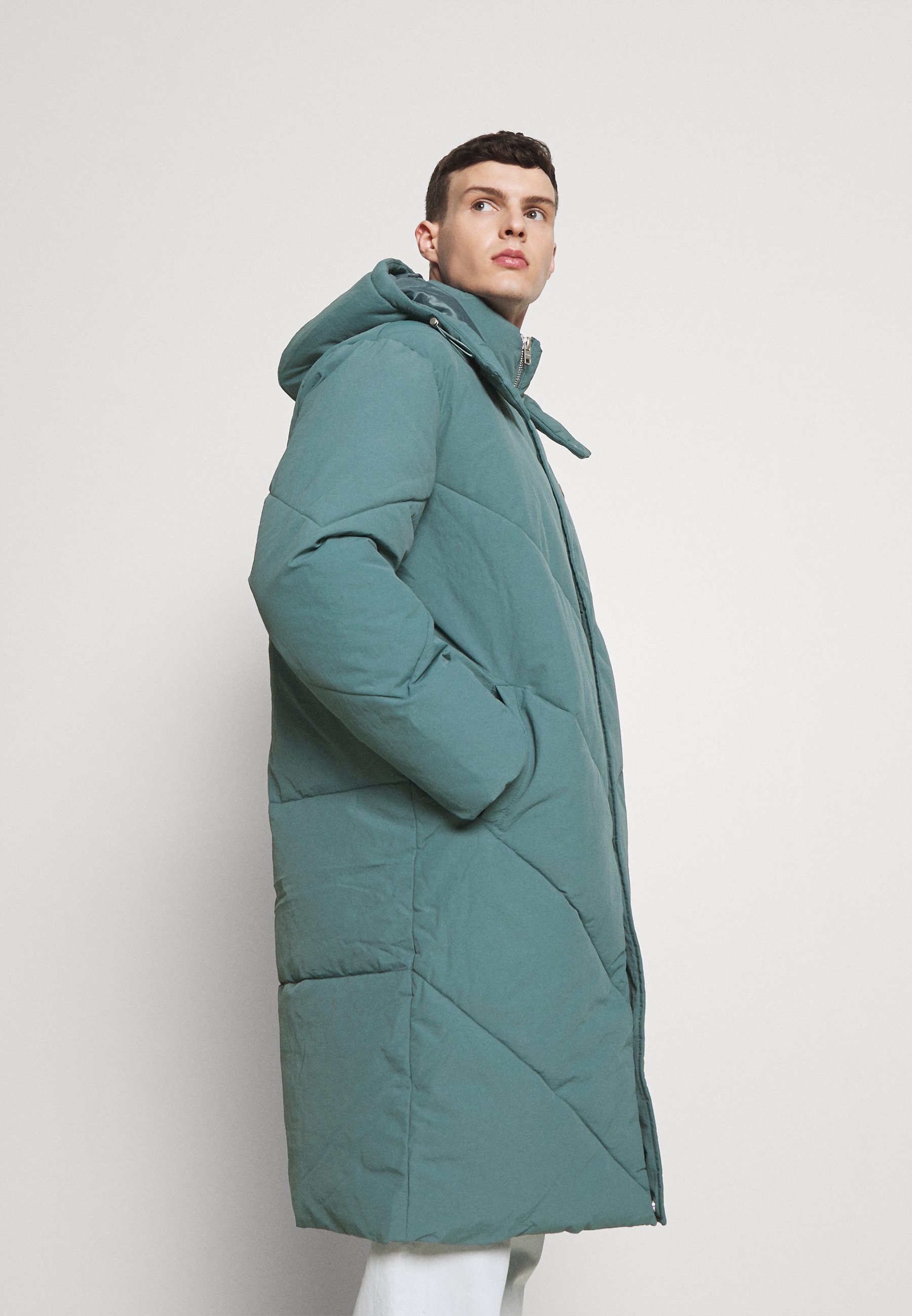 quilted mid length coat