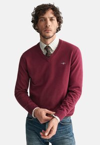GANT V-NECK - Jersey de punto - wine red
