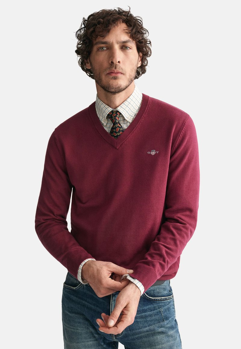 GANT V-NECK - Jersey de punto - wine red