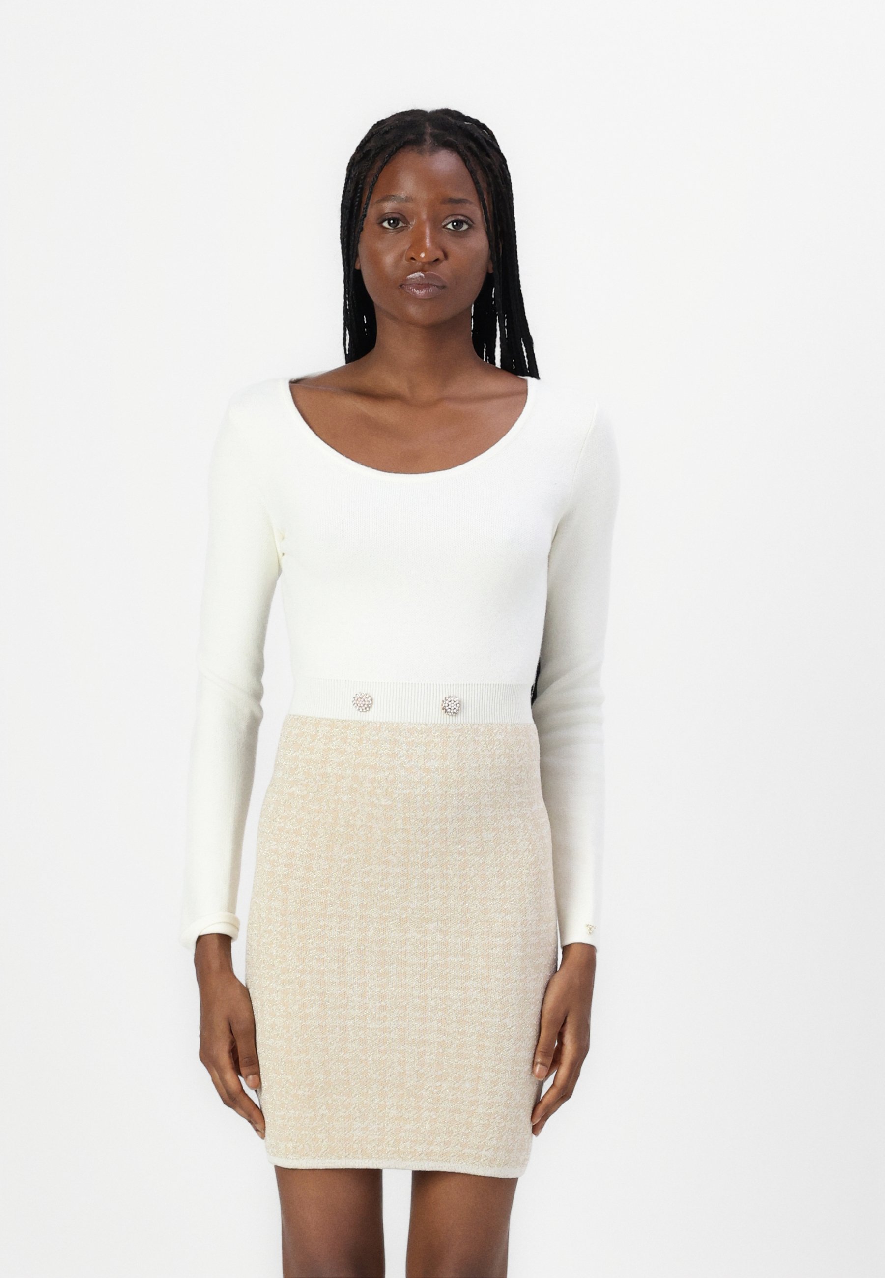 Gabrielle Belted Knit Dress Gabriella Textured Midi Dress 