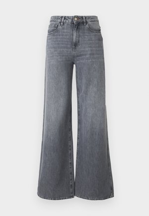 Wijde jeans in vervaagde grijze denim. Voorzien van vijf zakken, een knoopsluiting aan de voorkant en een hoge taille met een subtiele, gestructureerde afwerking.