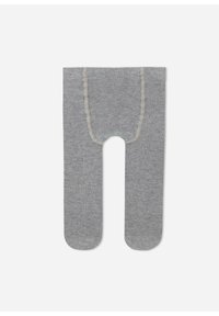 Ljusgrå leggings gjorda av ett mjukt, elastiskt material, med en integrerad fotdel och rak ben-design utan mönster eller accenter.