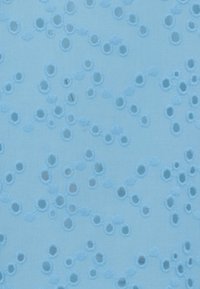Tissu bleu clair avec un motif texturé composé de petits trous circulaires brodés, disposés en chaînes sur toute la surface.