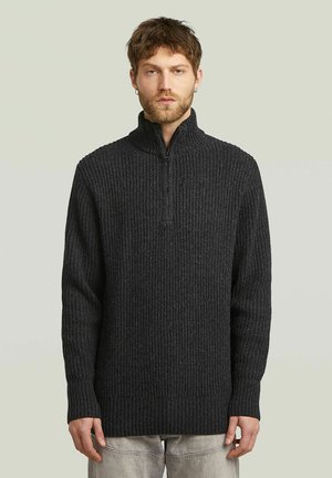 G-STAR, ESSENTIAL HALF ZIP KNIT - Strickpullover - dk grey htr