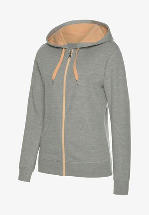 Zip-up sweatshirt - grau meliert pfirsich