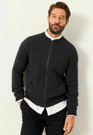 FatFace, KNITTED ZIP FRONT BOMBER JACKET - Bomber Jacket - charcoal grey