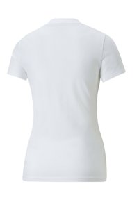 Witte T-shirt met korte mouwen van gladde katoenstof. Beschikt over een ronde hals en een aansluitende silhoutte met schone naden.
