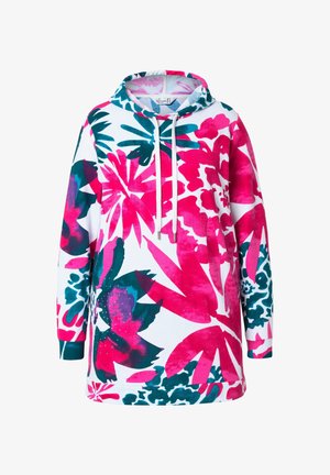 MIAMODA, LONG-SLEEVE FLORAL PATTERN - Jersey con capucha - dark petrol
