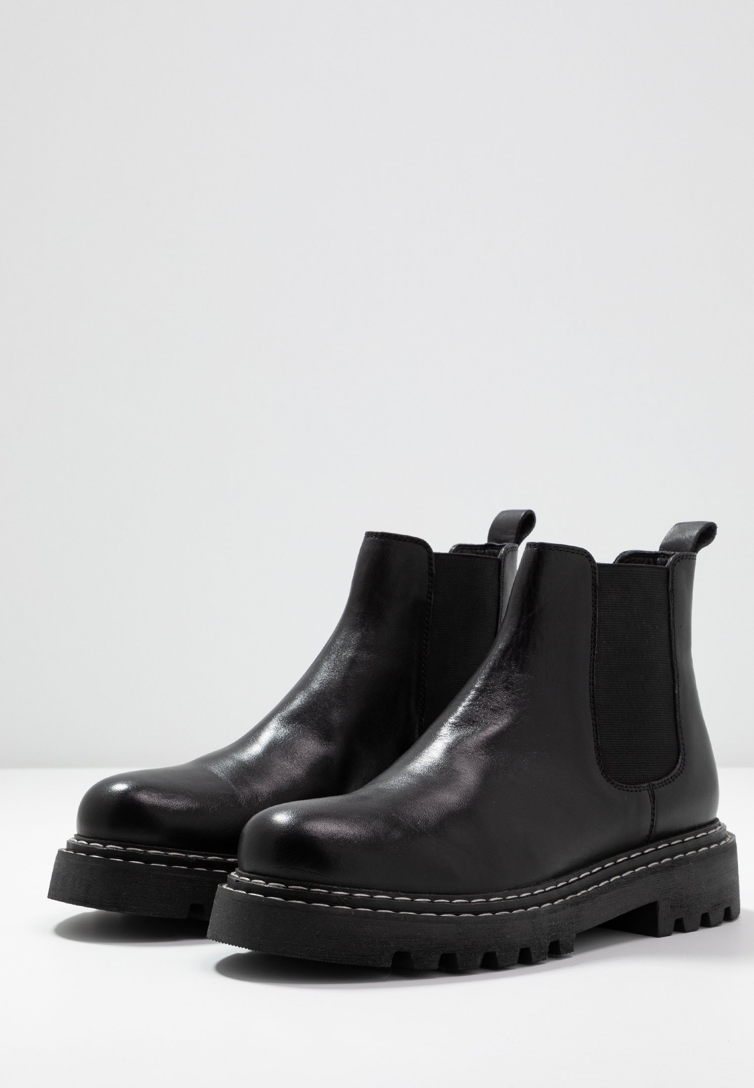 Even&Odd LEATHER CHELSEA BOOTIE Enkellaarsjes met LEATHER BOOTIE Enkellaarsjes met plateauzool black
