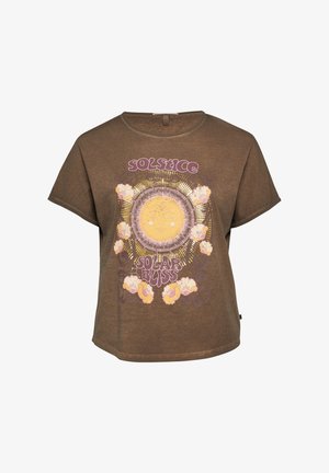 QS, T-SHIRT - T-shirt con stampa - dunkelbraun