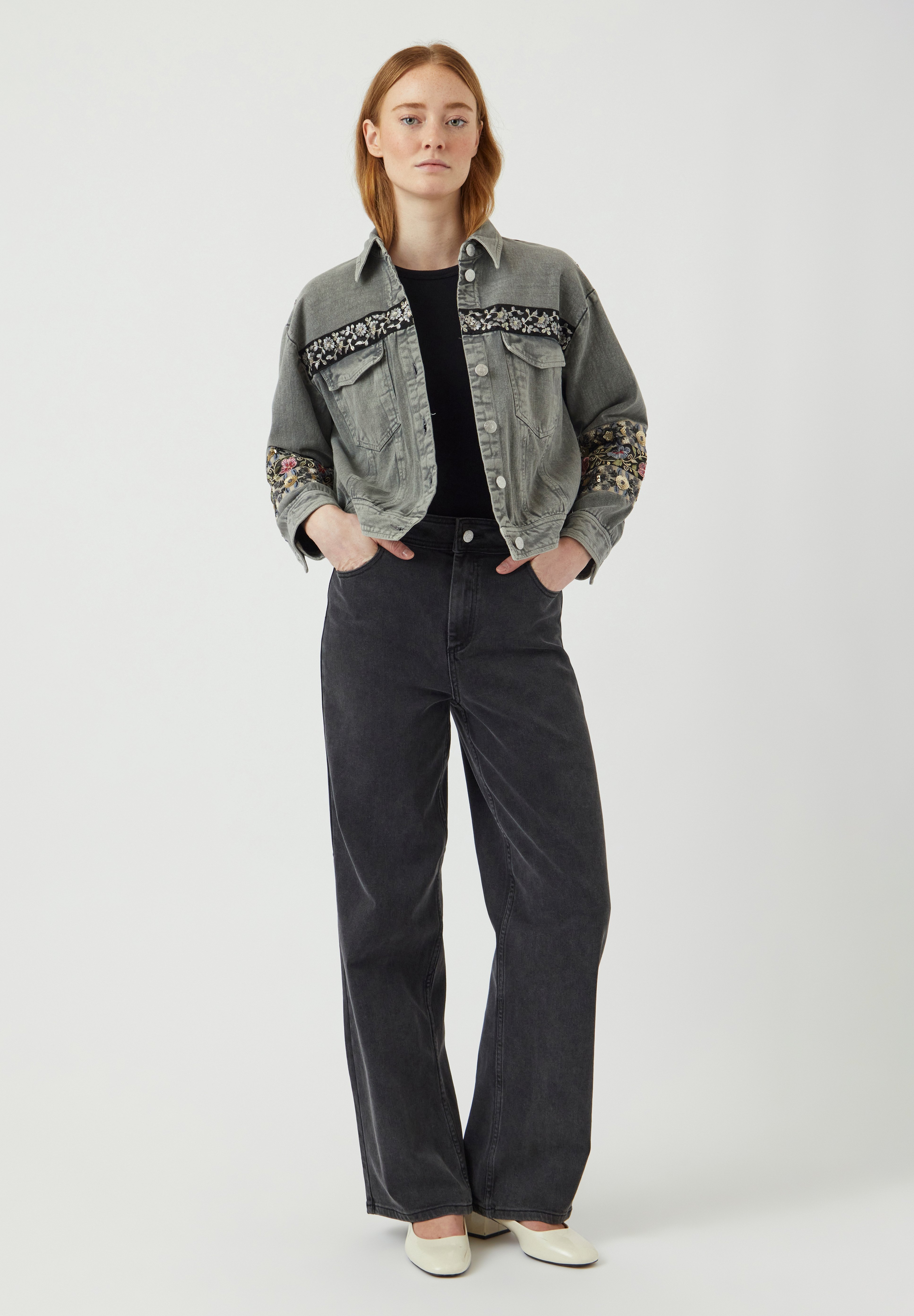 YAS YASVISION - Denim jacket - medium grey denim/grey denim