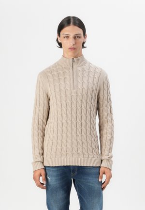 ONSKICKER LIFE CABLE HALF ZIP - Pulóver - oatmeal