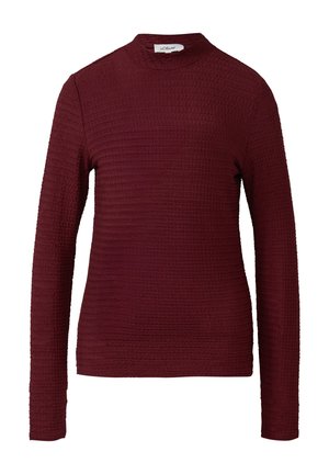 Lange mouw, bordeauxrood gebreid bovenstuk met een opstaande kraag en een slim fit, gelabeld s.Oliver.