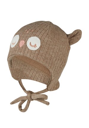 Sterntaler, INKAMÜTZE MIT GLITZER, EULENGESICHT, ANGESCHNITTENEN OHRENKLAPPEN UND BI - Beanie - braun