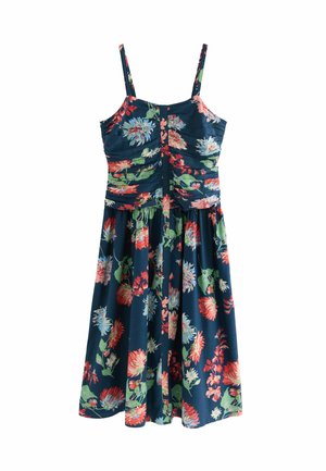 RUCHED STRAPPY MIDI  - Denné šaty - navy floral