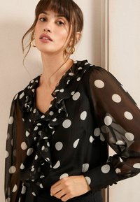 Love & Roses PETITE  - LONG SLEEVE - Blūze - black white