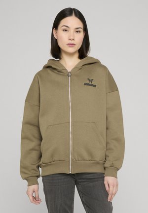 BASIC CHEST LOGO ZIPPER - Felpa con zip - dusky green