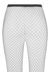 Collants résille noirs avec motif en losange, ceinture élastique et design transparent pour un aspect texturé.