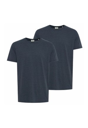 Two plain dark gray short-sleeve crew neck t-shirts, displayed flat without patterns or logos, on a white background.