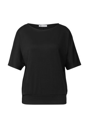 Street One, BASIC SHIRT MIT BOAT NECK UND ELASTIKBUND - Camiseta básica - black