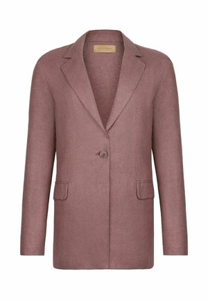 Blazer malva monopetto con rever a incavo, maniche lunghe e due tasche frontali con pattina, etichetta Falconeri.