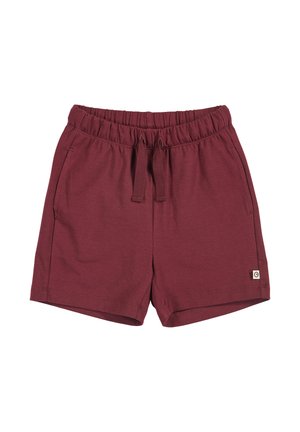 Bordeauxrode casual korte broek met elastische tailleband, koordsluiting, zijzakken en een klein logolabel aan de onderkant van het rechterbeen.