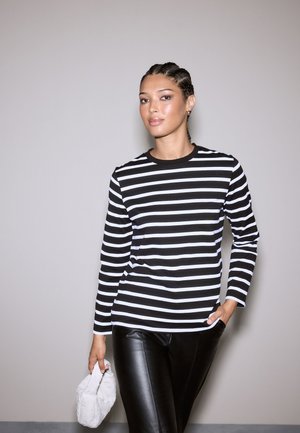 Next LONG SLEEVE HEAVYWEIGHT GRAPHIC REGULAR FIT - Top dugih rukava - black white striped