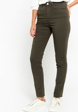 HIGH-WAISTED - Kelnės - khaki darky