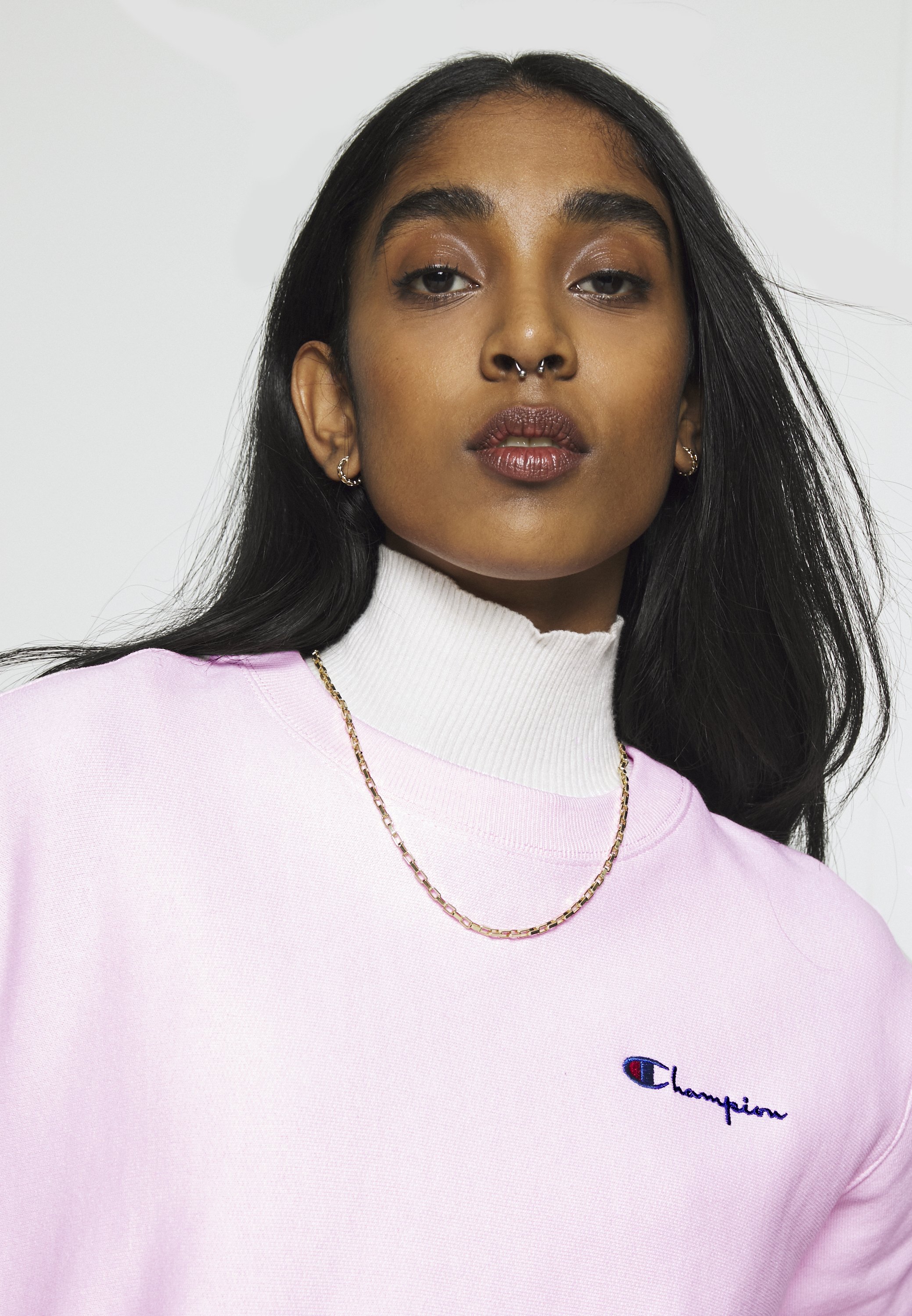 champion reverse weave small c light pink hoodie